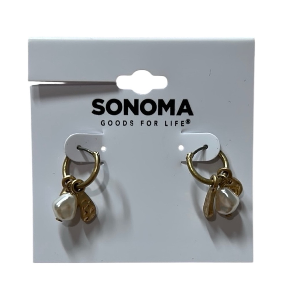 Sonoma Gold and White Twisted Hoop Earrings